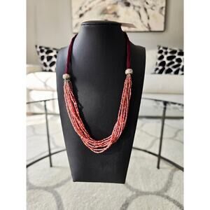 Peyote Bird Free Spirit Burgundy Beaded Necklace New